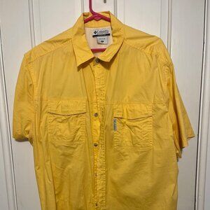 Men's Columbia Yellow Vented Short Sleeve Shirt - XL